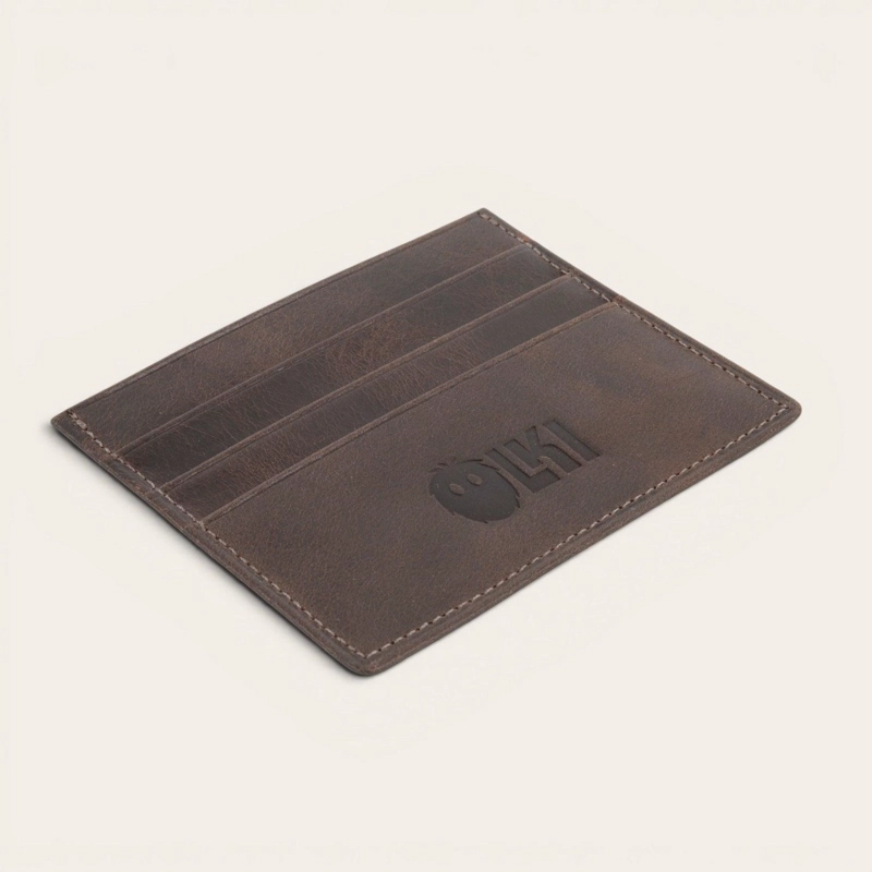 BILLETERA TARJETERO DE CUERO OLKI RAPEL - CAFE  OSCURO - 2