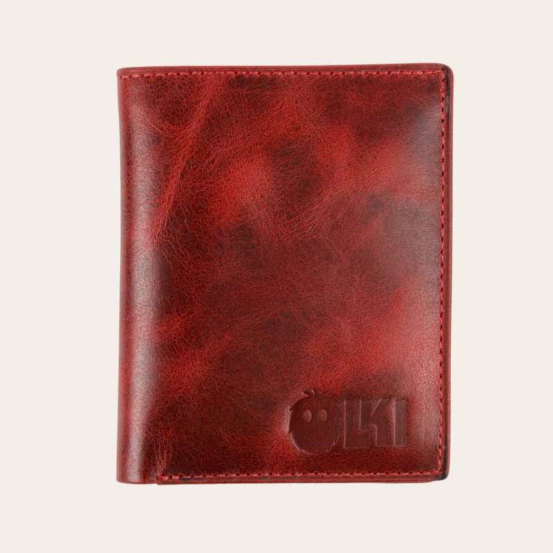 BILLETERA DE CUERO SLIMWALLET OLKI MAULE - ROJO - 1