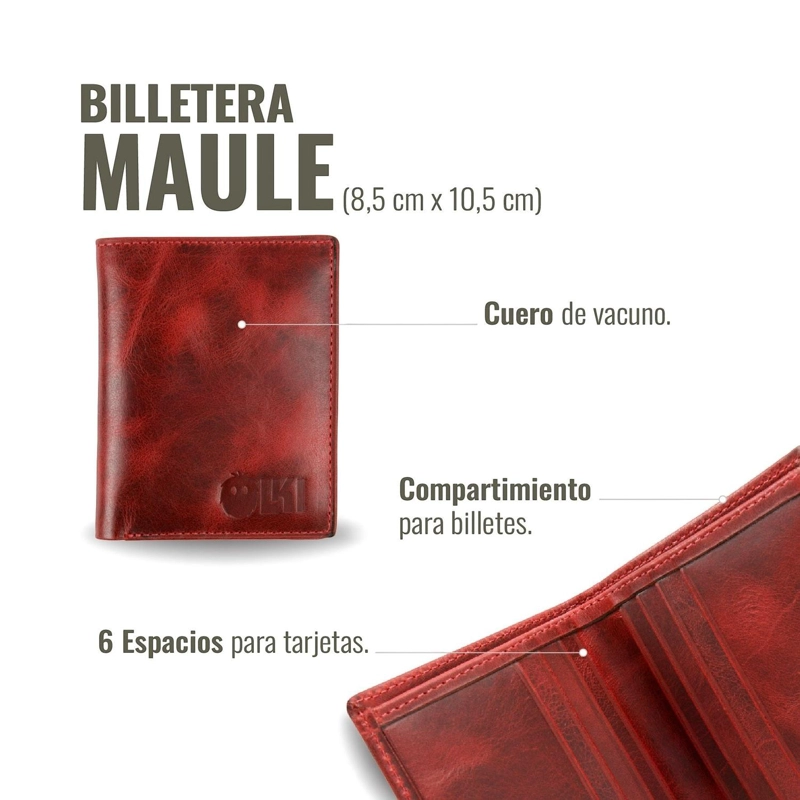 BILLETERA DE CUERO SLIMWALLET OLKI MAULE - ROJO - 6