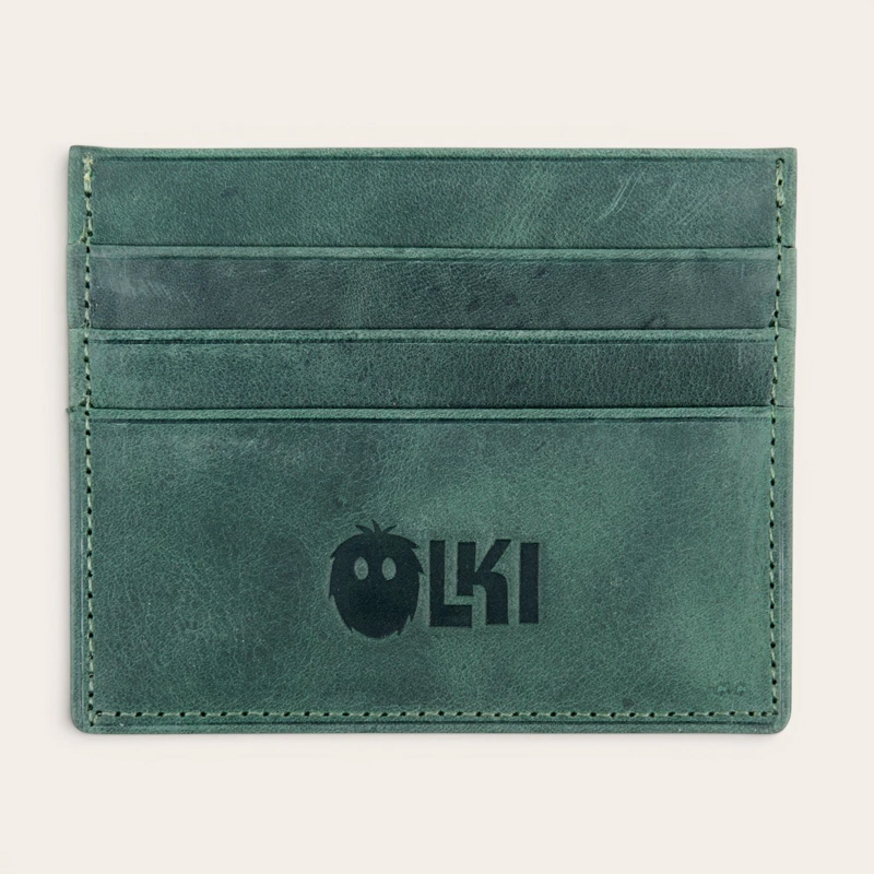 BILLETERA TARJETERO DE CUERO OLKI RAPEL - VERDE - 1