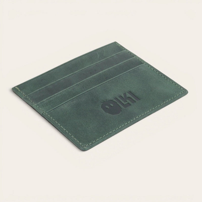 BILLETERA TARJETERO DE CUERO OLKI RAPEL - VERDE - 2