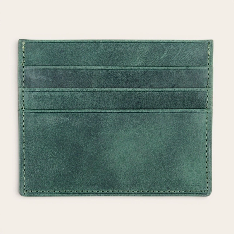 BILLETERA TARJETERO DE CUERO OLKI RAPEL - VERDE - 3