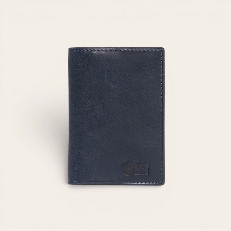 BILLETERA TARJETERO DE CUERO SLIMWALLET OLKI TINGUIRIRICA - AZUL - 1