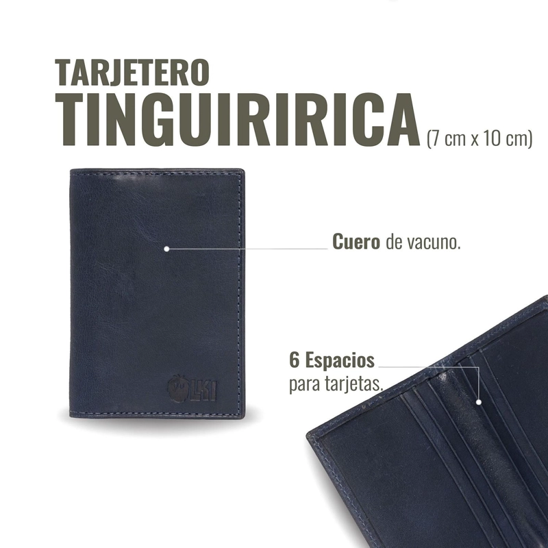BILLETERA TARJETERO DE CUERO SLIMWALLET OLKI TINGUIRIRICA - AZUL - 5