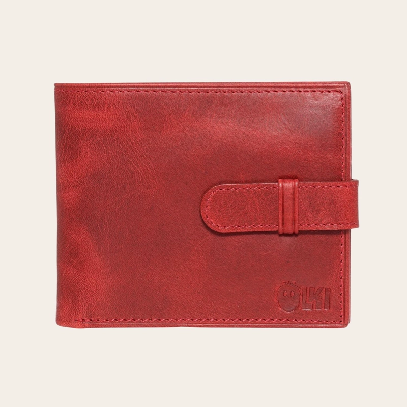BILLETERA DE CUERO CON PASADOR OLKI LONTUE - ROJO - 1