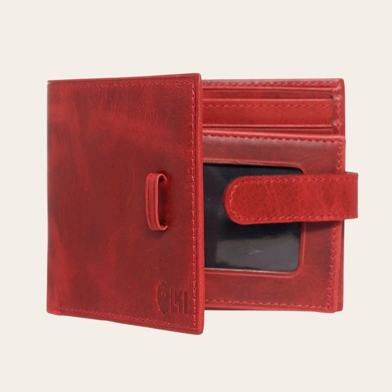 BILLETERA DE CUERO CON PASADOR OLKI LONTUE - ROJO - 3