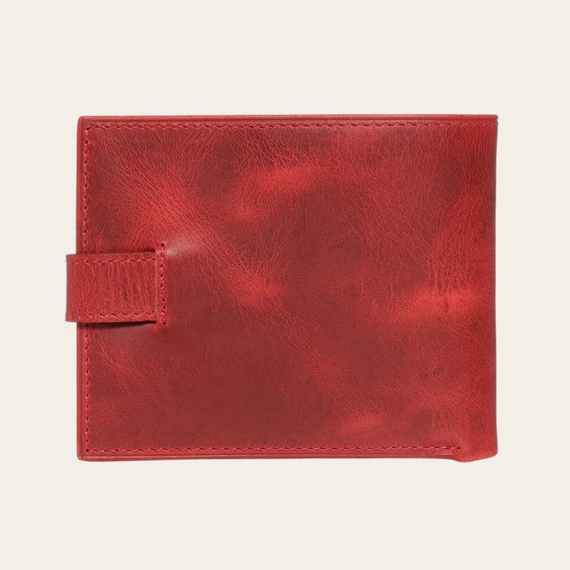 BILLETERA DE CUERO CON PASADOR OLKI LONTUE - ROJO - 4