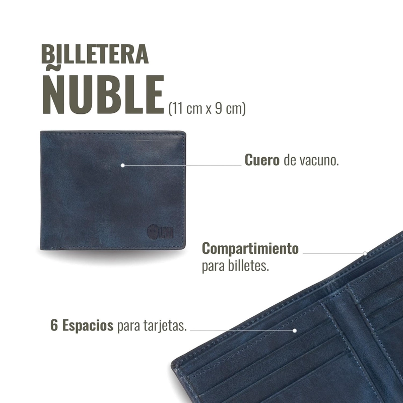 BILLETERA DE CUERO OLKI ÑUBLE - AZUL - 6