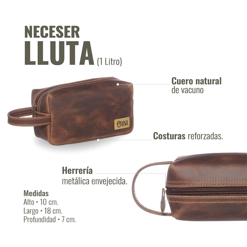 NECESER ESTUCHE DE CUERO NATURAL LLUTA OLKI - CAFE  OSCURO - 7