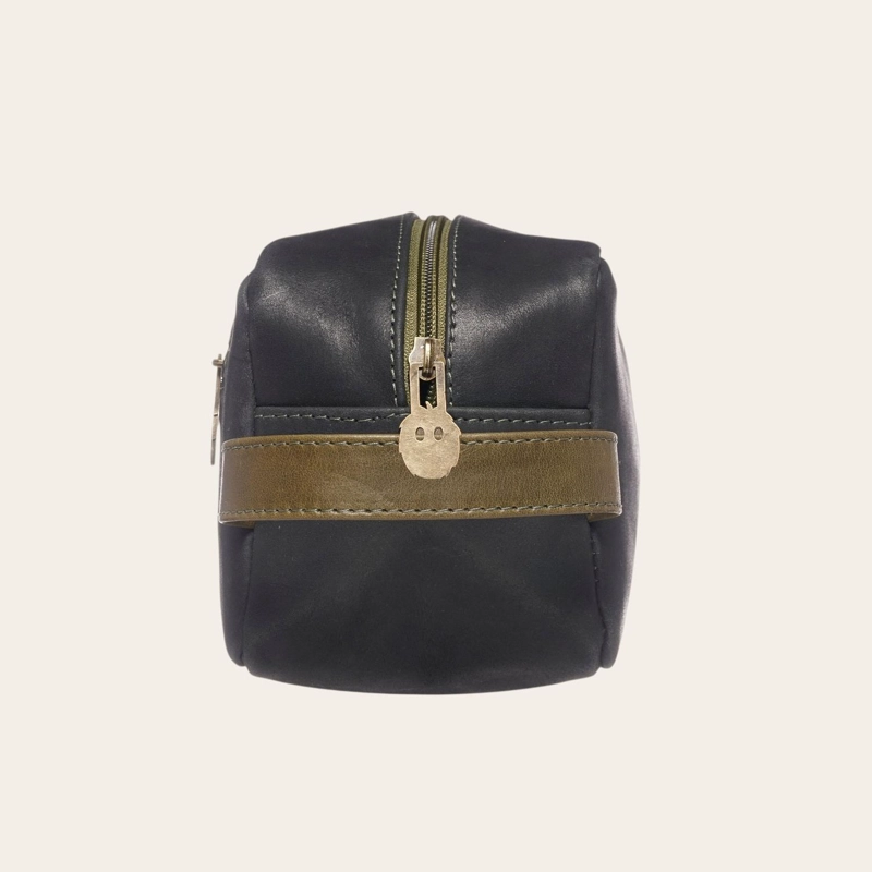 NECESER ESTUCHE DE CUERO UNISEX LOA OLKI - NEGRO CON VERDE - 3