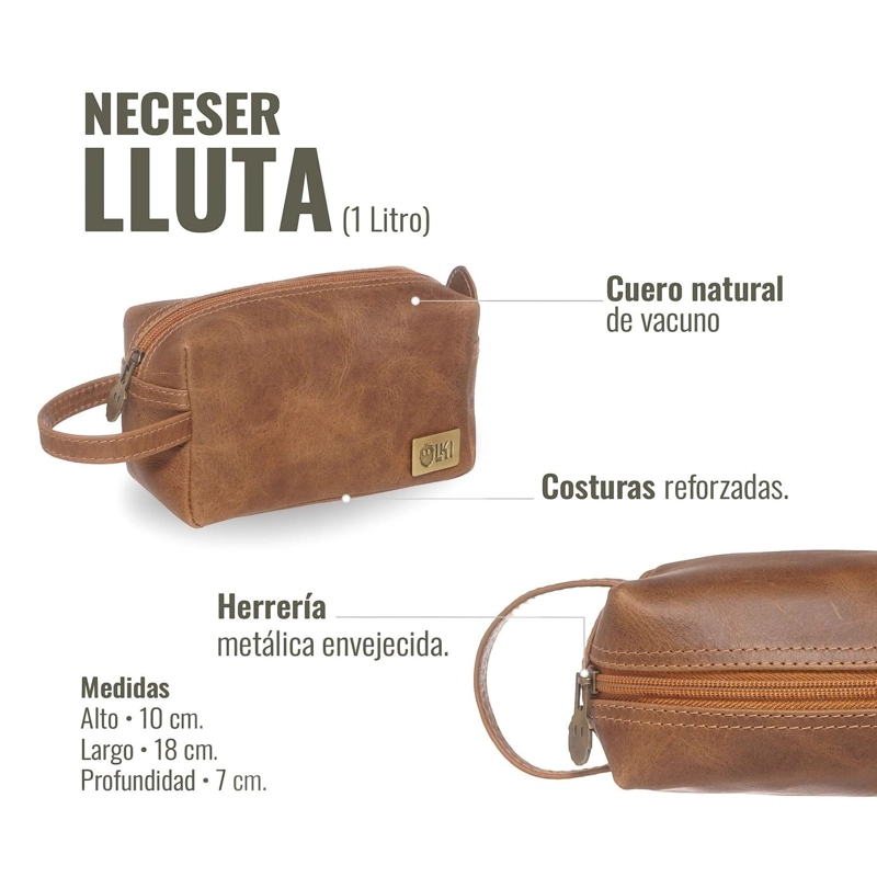 NECESER ESTUCHE DE CUERO NATURAL LLUTA OLKI - CAFE - 7