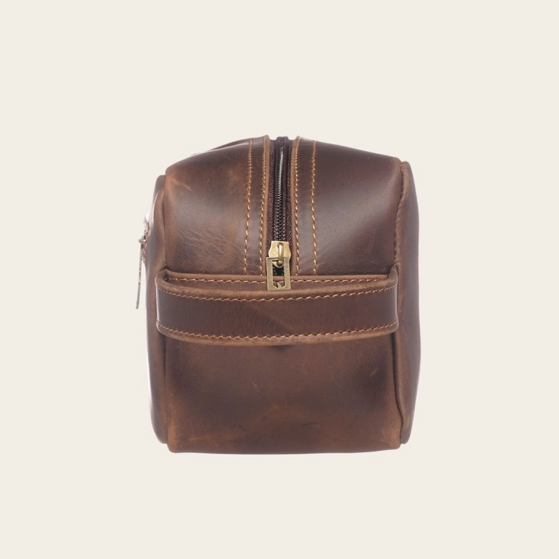 NECESER ESTUCHE DE CUERO UNISEX LOA OLKI - CAFE  OSCURO - 3