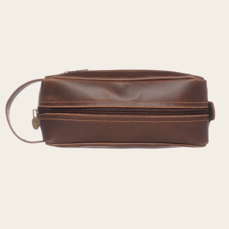 NECESER ESTUCHE DE CUERO UNISEX LOA OLKI - CAFE  OSCURO - 4