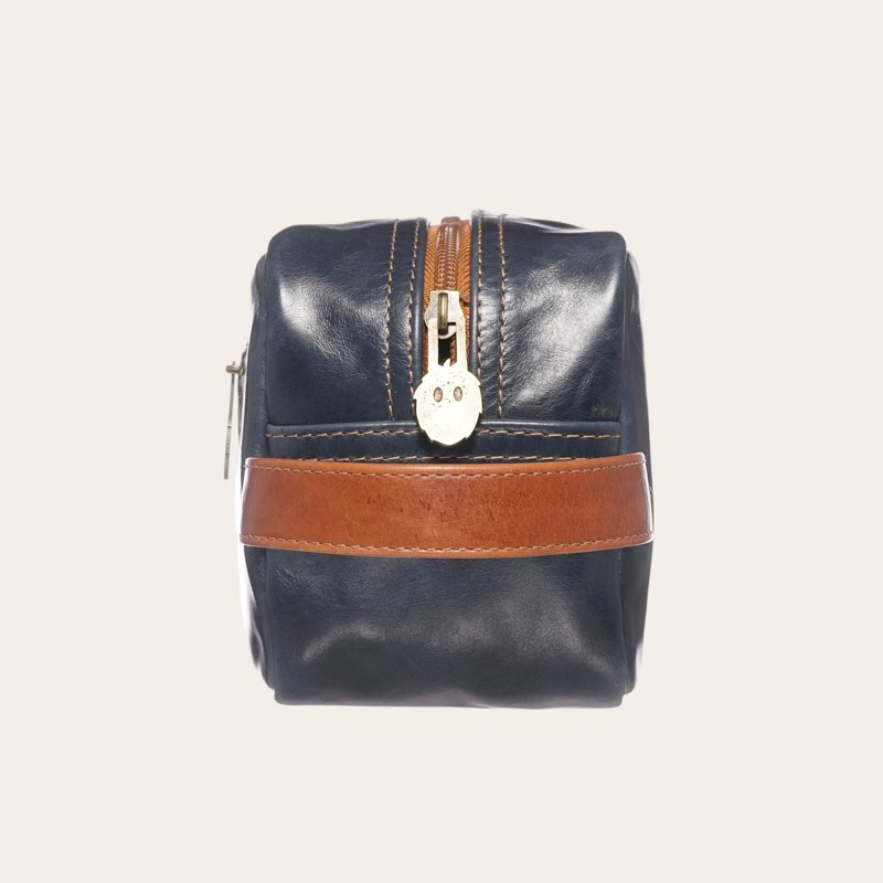 NECESER ESTUCHE DE CUERO UNISEX LOA OLKI - AZUL CON TOSTADO - 3