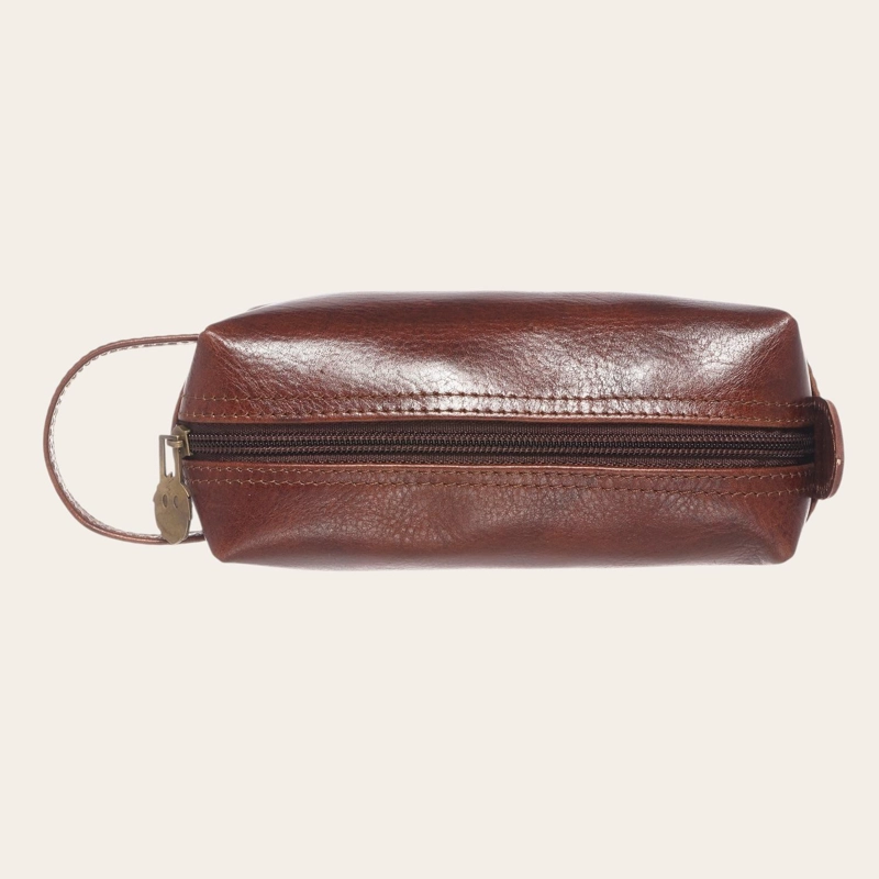 NECESER ESTUCHE DE CUERO NATURAL LLUTA OLKI - CASTAÑO - 4