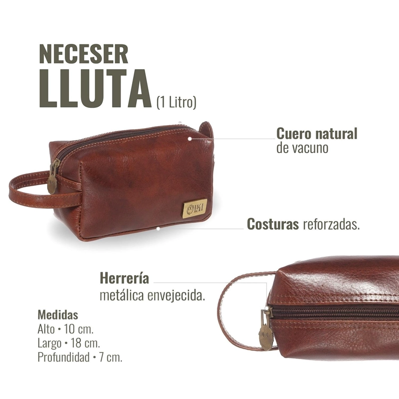NECESER ESTUCHE DE CUERO NATURAL LLUTA OLKI - CASTAÑO - 7