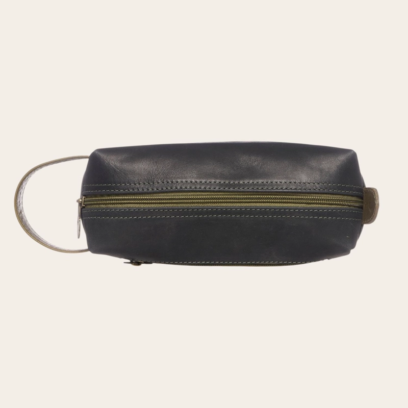 NECESER ESTUCHE DE CUERO GENUINO ELQUI OLKI - NEGRO CON VERDE - 5