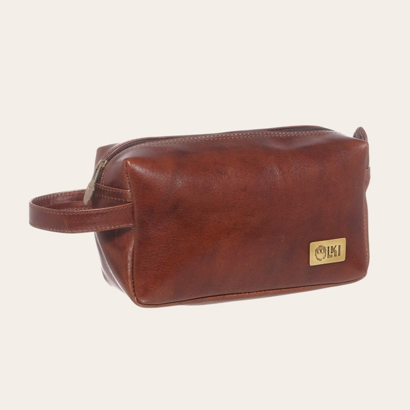 NECESER ESTUCHE DE CUERO GENUINO ELQUI OLKI - CASTAÑO - 1