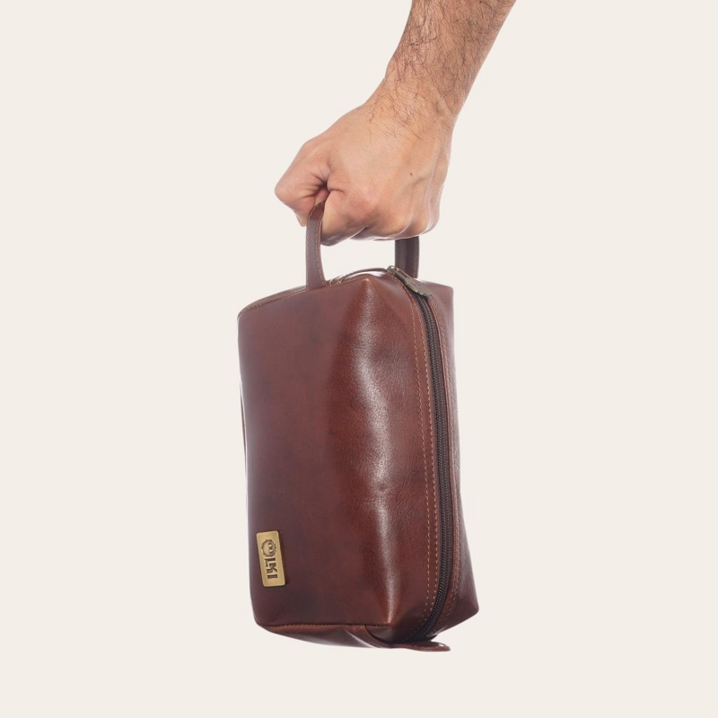NECESER ESTUCHE DE CUERO GENUINO ELQUI OLKI - CASTAÑO - 7