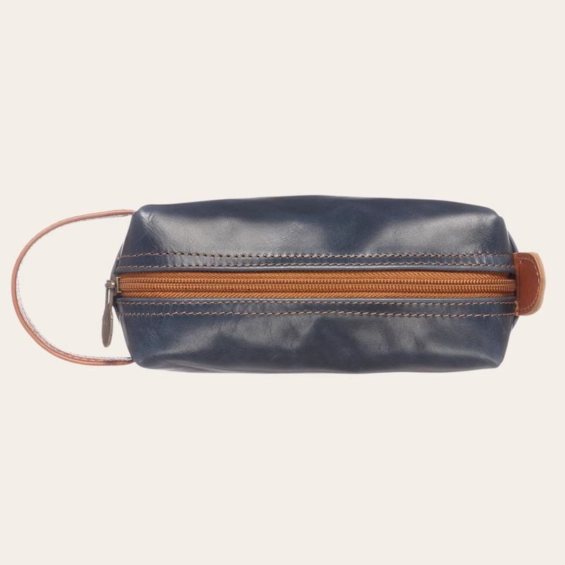 NECESER ESTUCHE DE CUERO NATURAL LLUTA OLKI - AZUL CON TOSTADO - 4