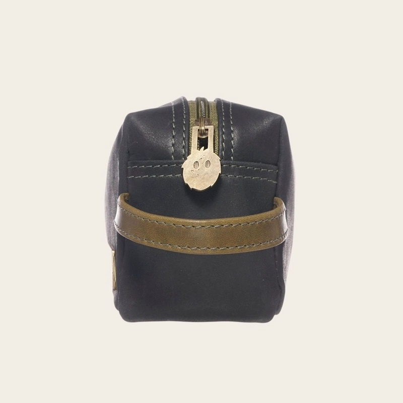 NECESER ESTUCHE DE CUERO NATURAL LLUTA OLKI - NEGRO CON VERDE - 3