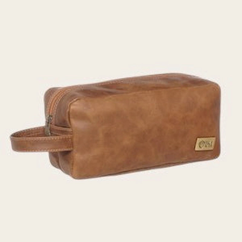 NECESER ESTUCHE DE CUERO UNISEX LOA OLKI - CAFE - 1