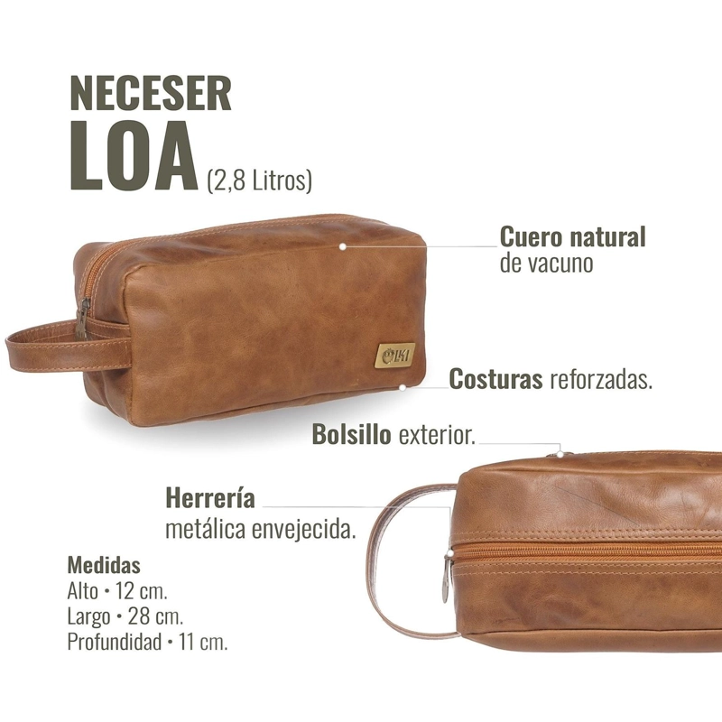 NECESER ESTUCHE DE CUERO UNISEX LOA OLKI - CAFE - 7