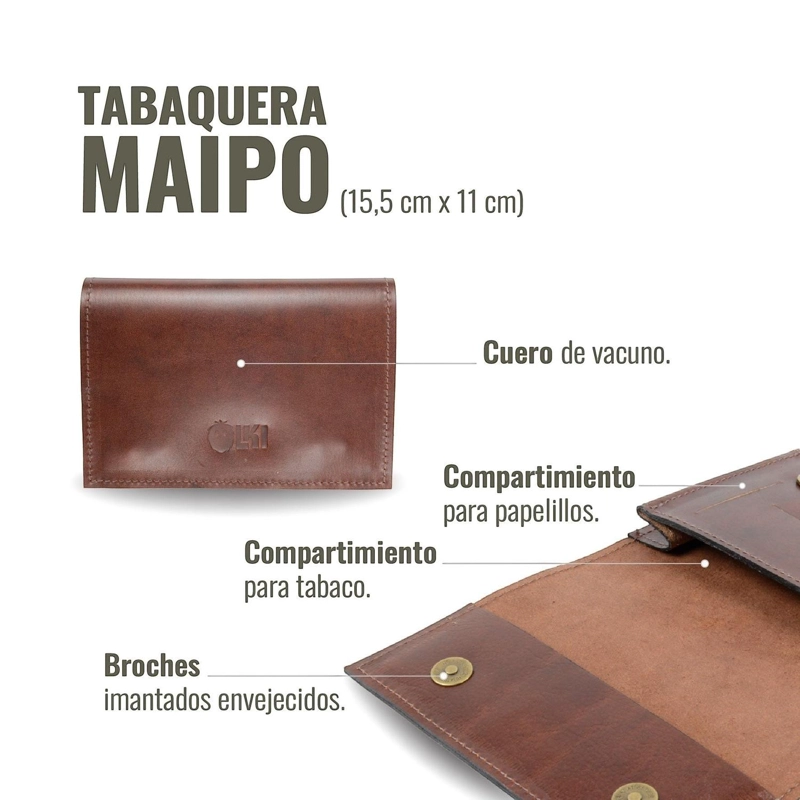 TABAQUERA DE CUERO OLKI MAIPO - CASTAÑO - 5