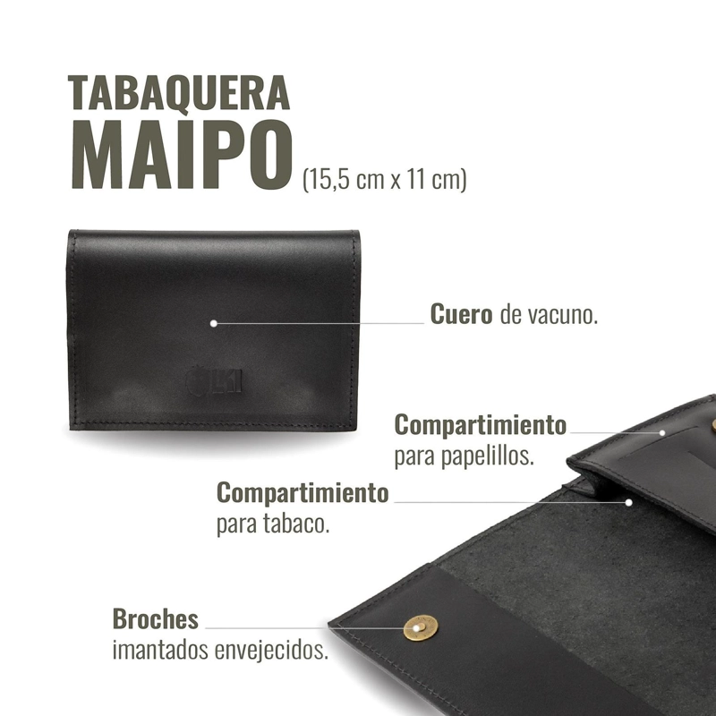TABAQUERA DE CUERO OLKI MAIPO - NEGRO - 5