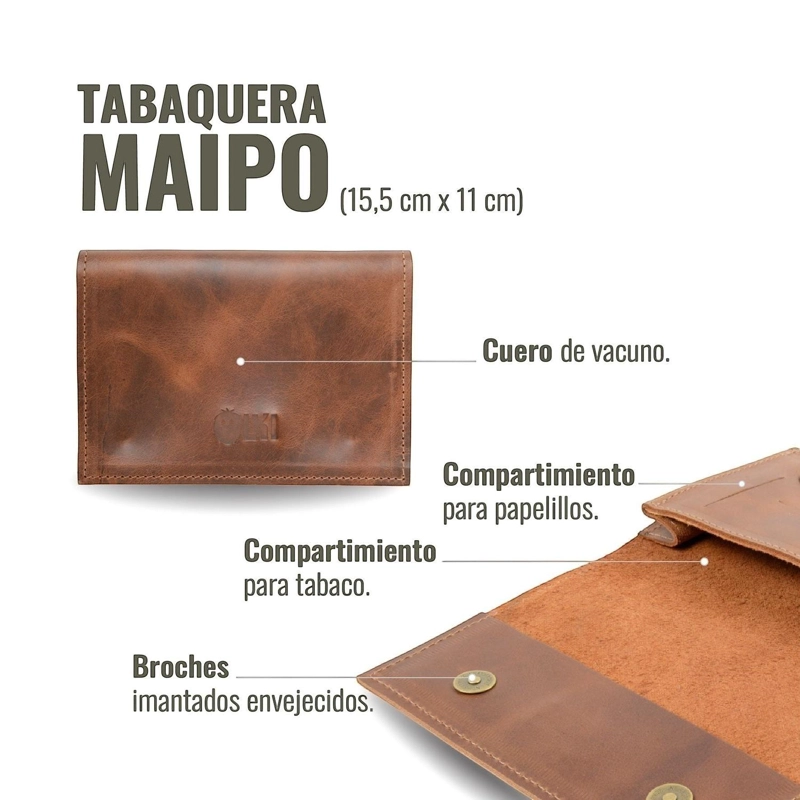 TABAQUERA DE CUERO OLKI MAIPO - CAFE - 5