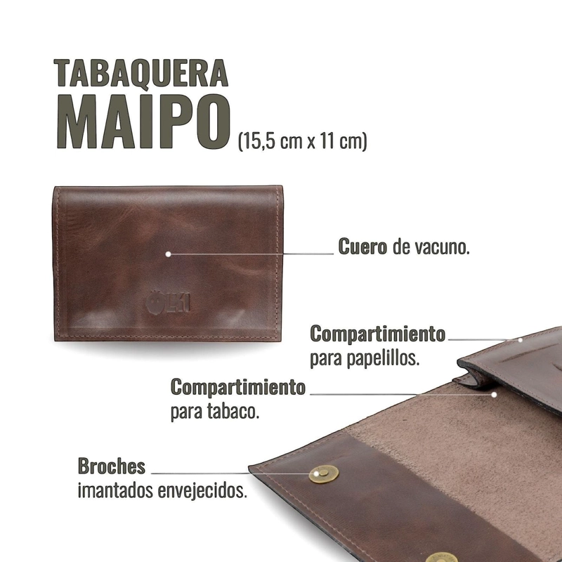 TABAQUERA DE CUERO OLKI MAIPO - CAFE  OSCURO - 5