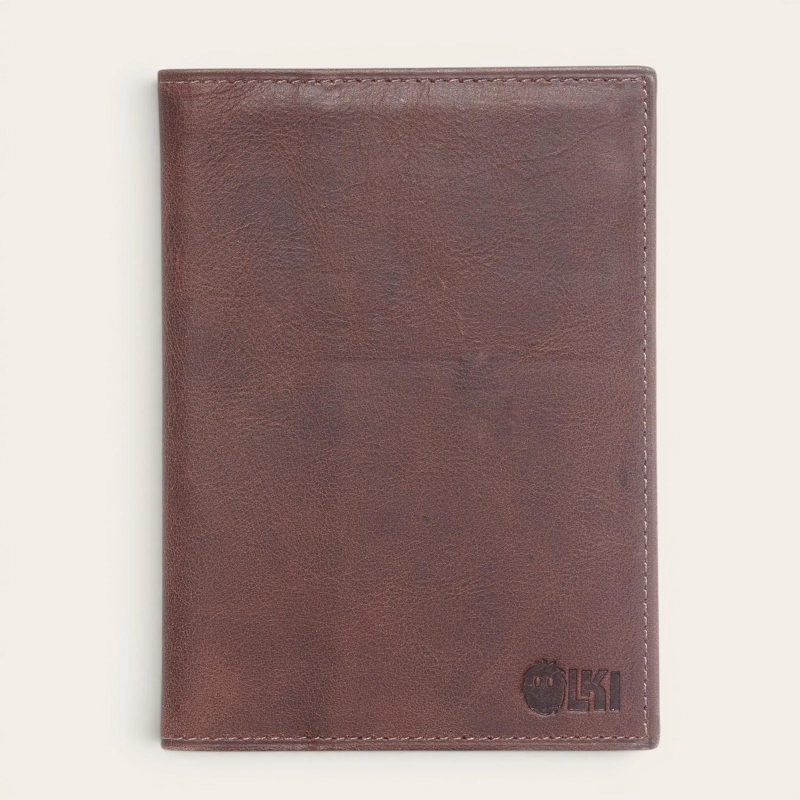 PORTA PASAPORTE / FUNDA DE CUERO OLKI COLORADO - CAFE  OSCURO - 1