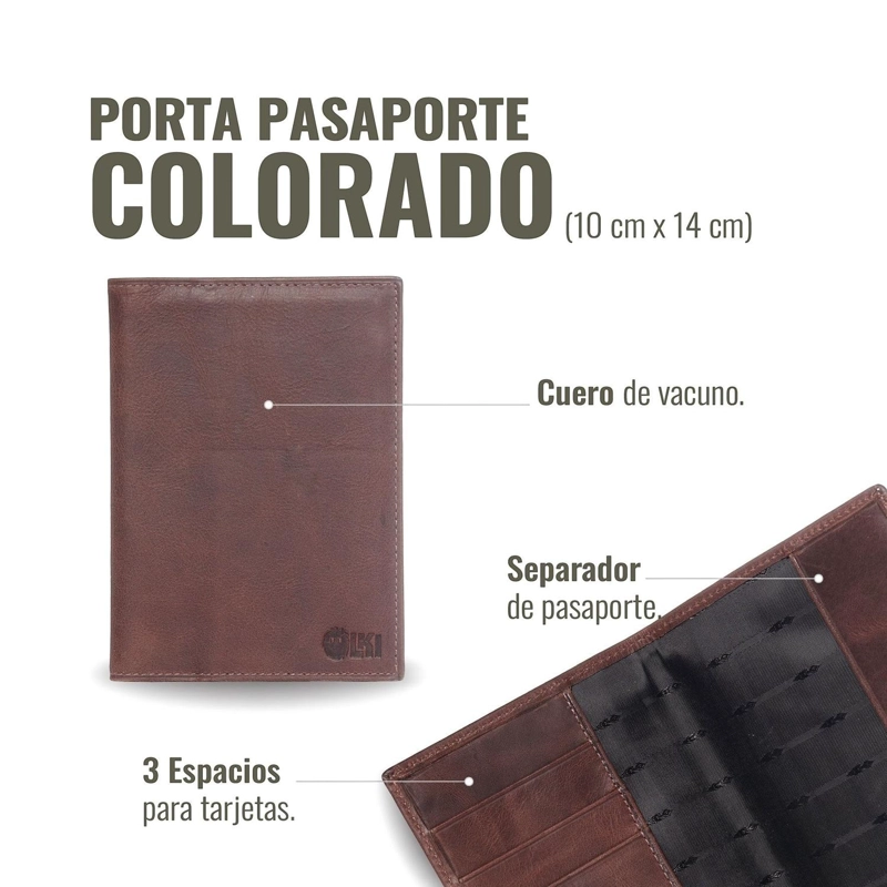 PORTA PASAPORTE / FUNDA DE CUERO OLKI COLORADO - CAFE  OSCURO - 3