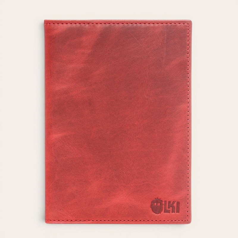 PORTA PASAPORTE / FUNDA DE CUERO OLKI COLORADO - ROJO - 1