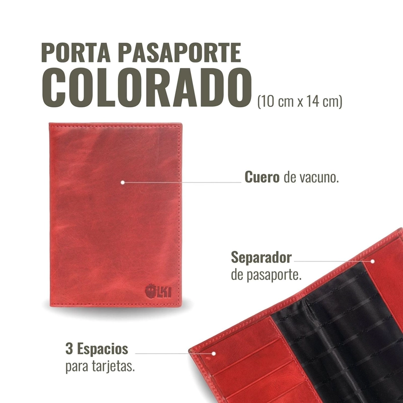 PORTA PASAPORTE / FUNDA DE CUERO OLKI COLORADO - ROJO - 3