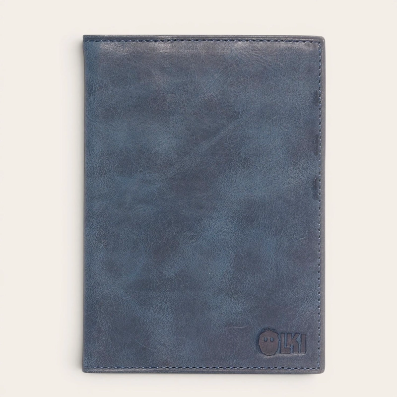 PORTA PASAPORTE / FUNDA DE CUERO OLKI COLORADO - AZUL - 1