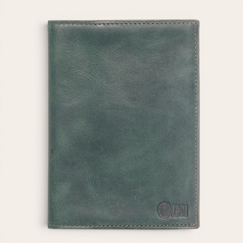 PORTA PASAPORTE / FUNDA DE CUERO OLKI COLORADO - VERDE - 1