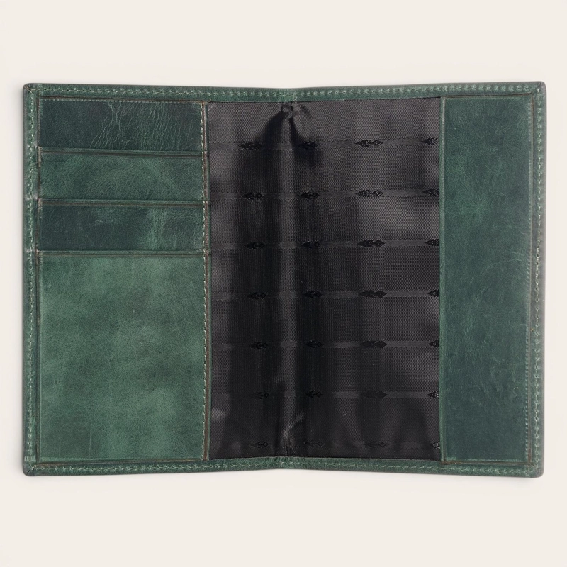 PORTA PASAPORTE / FUNDA DE CUERO OLKI COLORADO - VERDE - 2