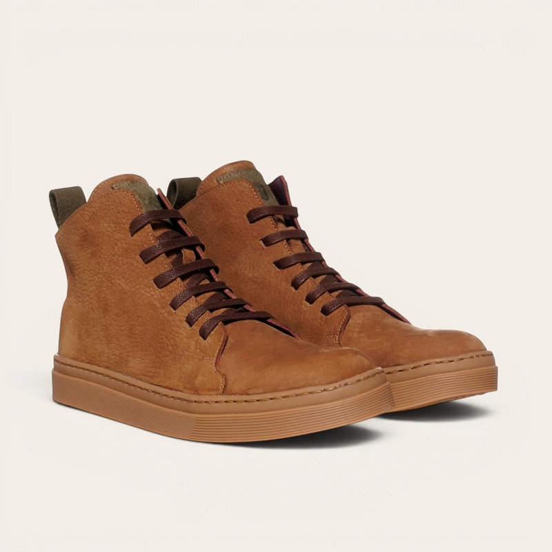 ZAPATILLA ALTAS DE CUERO MANQUEHUE OLKI - CAFE  CLARO/CRISTAL - 1