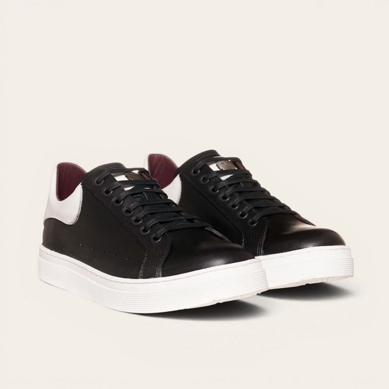 ZAPATILLA ALEXANDER DE CUERO NATURAL NEVADO OLKI - NEGRA/BLANCA - 1