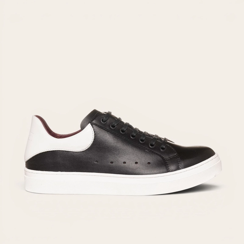 ZAPATILLA ALEXANDER DE CUERO NATURAL NEVADO OLKI - NEGRA/BLANCA - 3