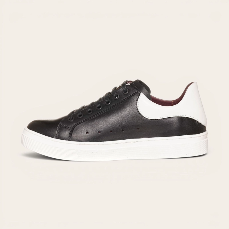 ZAPATILLA ALEXANDER DE CUERO NATURAL NEVADO OLKI - NEGRA/BLANCA - 4