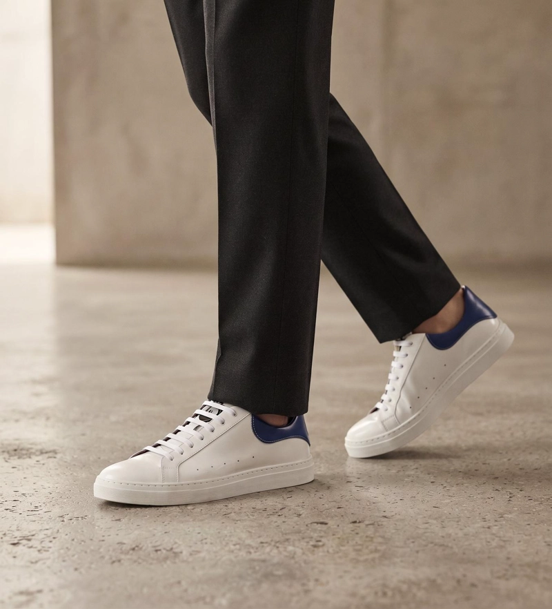 ZAPATILLA ALEXANDER DE CUERO NATURAL NEVADO OLKI - BLANCA/AZUL - 2