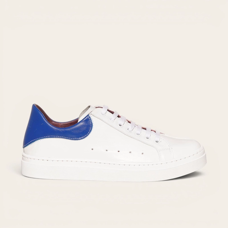 ZAPATILLA ALEXANDER DE CUERO NATURAL NEVADO OLKI - BLANCA/AZUL - 2