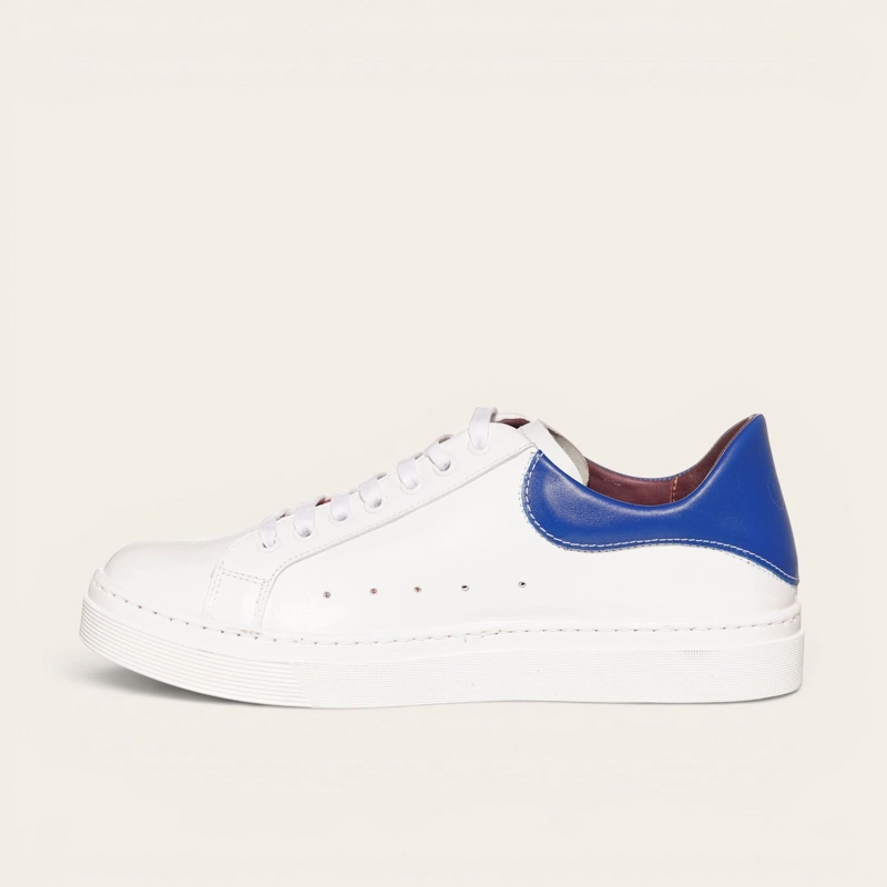 ZAPATILLA ALEXANDER DE CUERO NATURAL NEVADO OLKI - BLANCA/AZUL - 3