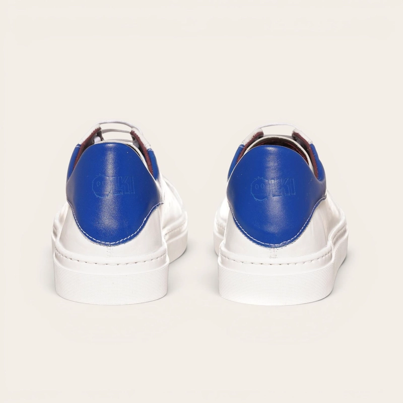 ZAPATILLA ALEXANDER DE CUERO NATURAL NEVADO OLKI - BLANCA/AZUL - 5
