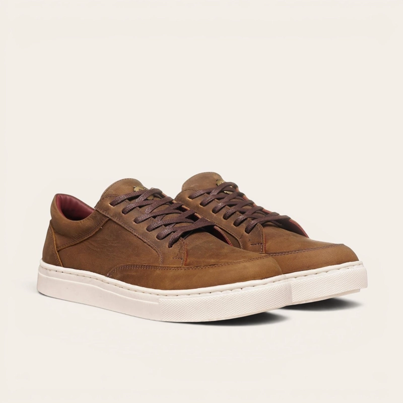ZAPATILLA DE CUERO URBANA LA CAMPANA OLKI - CAFE /BLANCA - 1