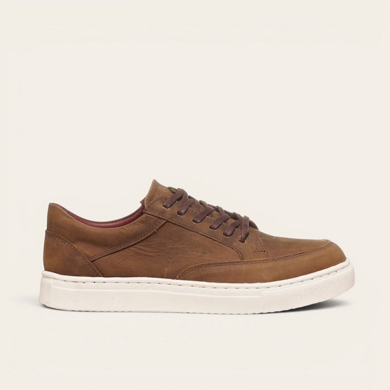 ZAPATILLA DE CUERO URBANA LA CAMPANA OLKI - CAFE /BLANCA - 3