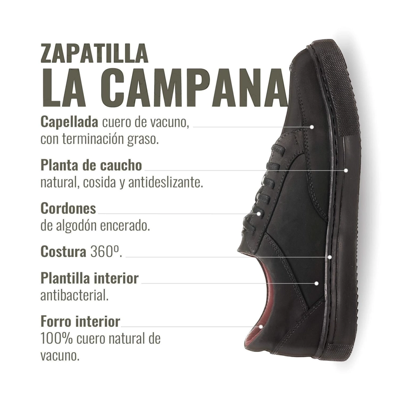 ZAPATILLA DE CUERO URBANA LA CAMPANA OLKI - NEGRO - 8