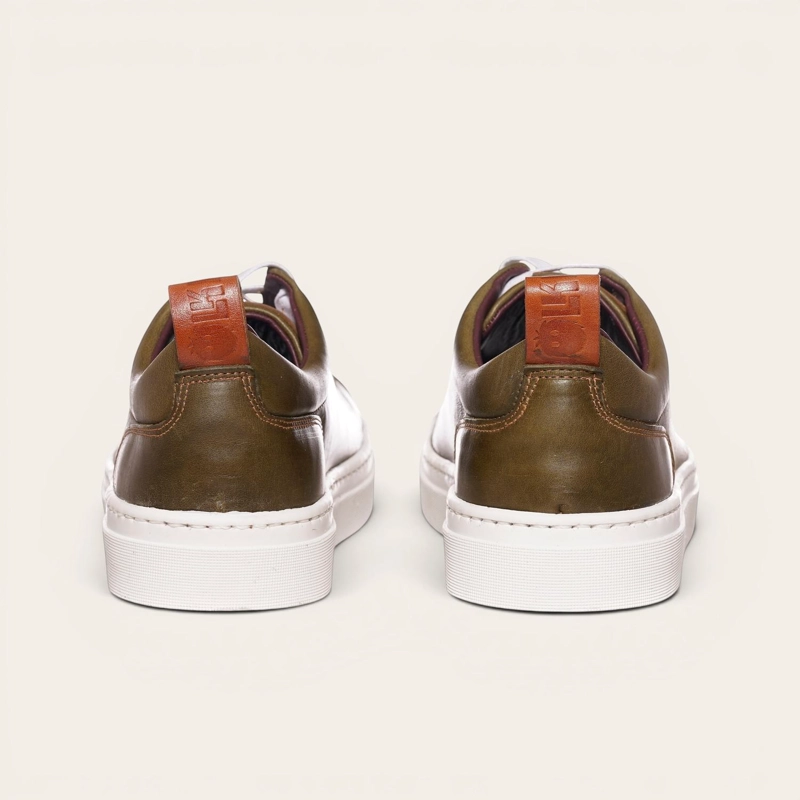 ZAPATILLA CLASICAS DE CUERO CALAN OLKI - VERDE/BLANCA - 6